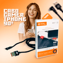 Cabo USB Gamer em L 90° para iPhone - Nylon Trançado e Reforçado