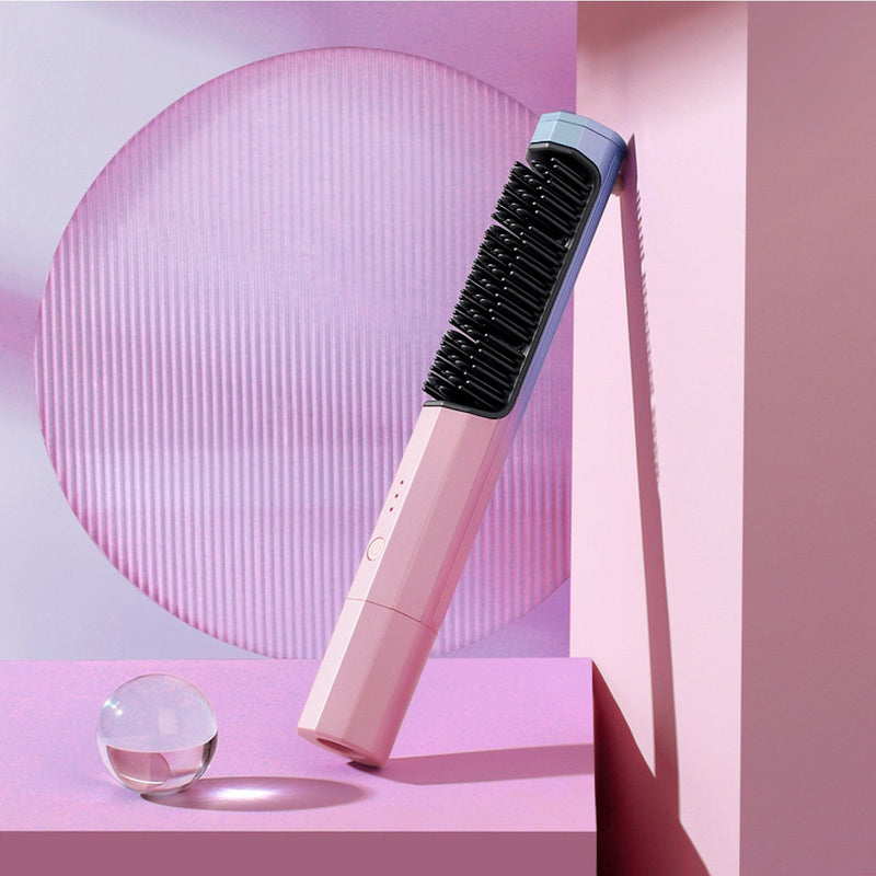 Escova Alisadora de Cabelo Sem Fio - Com Cabo USB e Design Portátil
