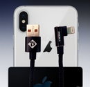 Cabo USB Gamer em L 90° para iPhone - Nylon Trançado e Reforçado