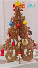 Enfeite de Mesa Natalino Mini Árvore de Natal em Madeira