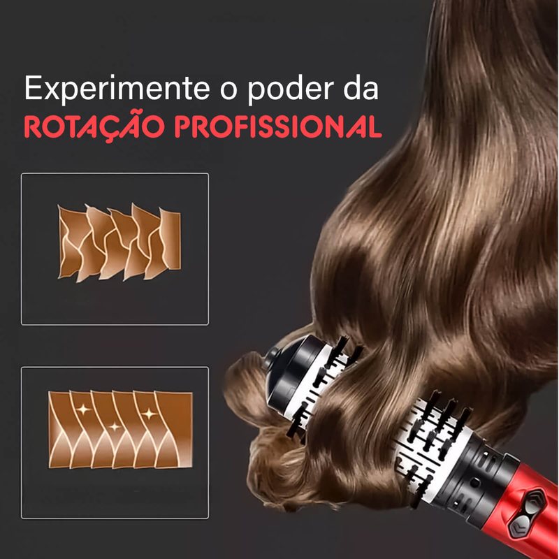 Escova Rotativa Giratória 110V - Escova Térmica Profissional com Cabo Giratório 360 Graus