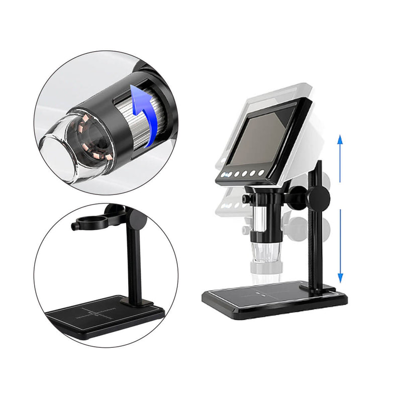 Microscópio Digital com Tela [4,3 Polegadas] -  Digital Display LCD  Zoom 1000X
