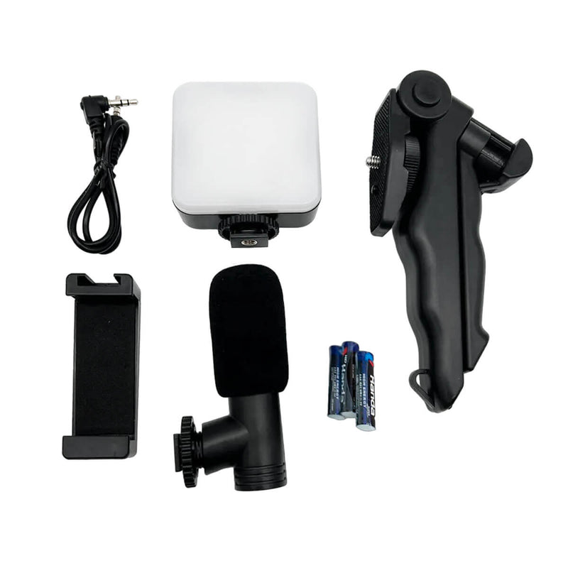 Kit de Gravação [4 em 1] Com Microfone, LED, Suporte Celular