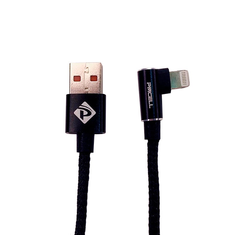 Cabo USB Gamer em L 90° para iPhone - Nylon Trançado e Reforçado