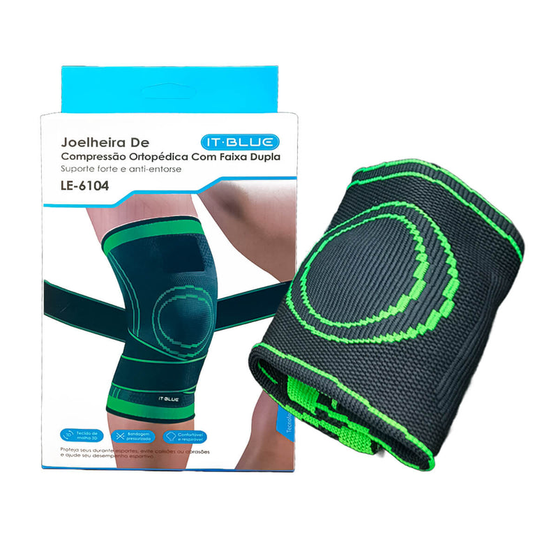 Joelheira de Compressão Faixa Dupla -  Ajustavel Compressao Para Jogadores Futsal Tennis