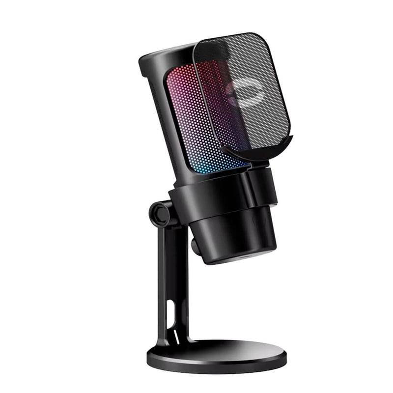 Microfone Gamer Condensador RGB - De Mesa Profissional Podcast Alta Sensibilidade Rbg USB