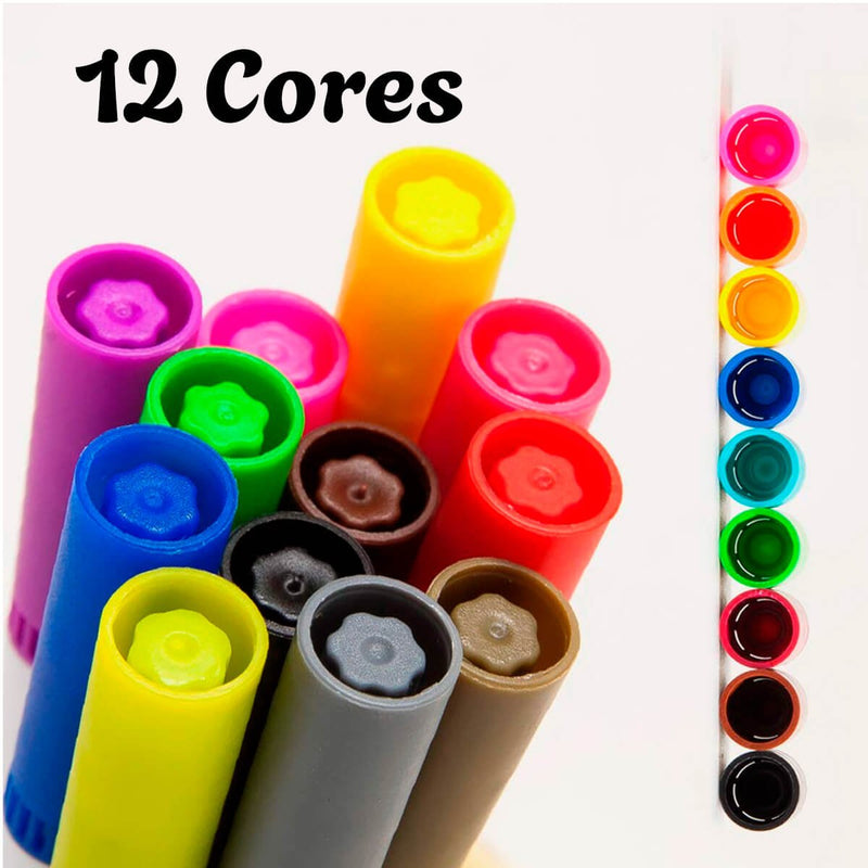 Kit Canetinha Hidrográfica Colorida [12 Cores]