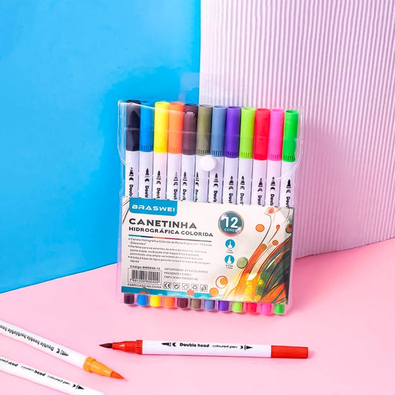 Kit Canetinha Hidrográfica Colorida [12 Cores]