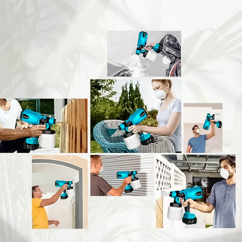 Pistola de Pintura e Pulverizadora Portátil [21V] - Eletrico Portatil 1000ml + 3 Bicos