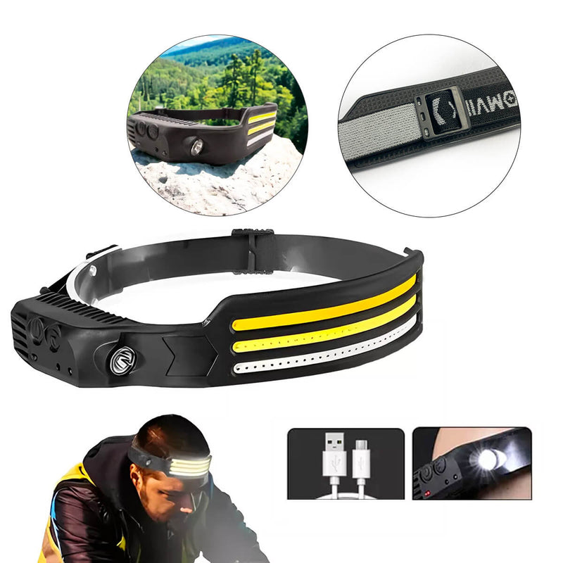 Lanterna de Cabeça LED [3 Fitas] -  LED 500 Lúmens com Sensor Inteligente