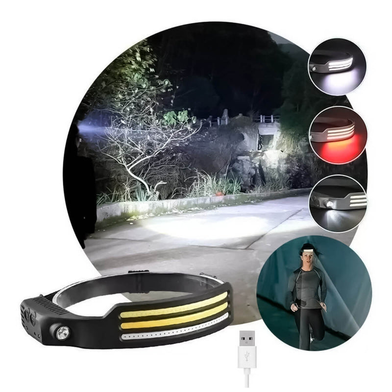 Lanterna de Cabeça LED [3 Fitas] -  LED 500 Lúmens com Sensor Inteligente