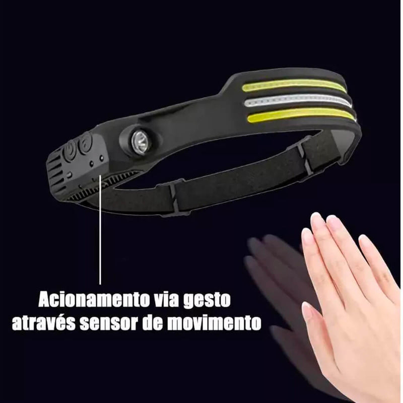 Lanterna de Cabeça LED [3 Fitas] -  LED 500 Lúmens com Sensor Inteligente