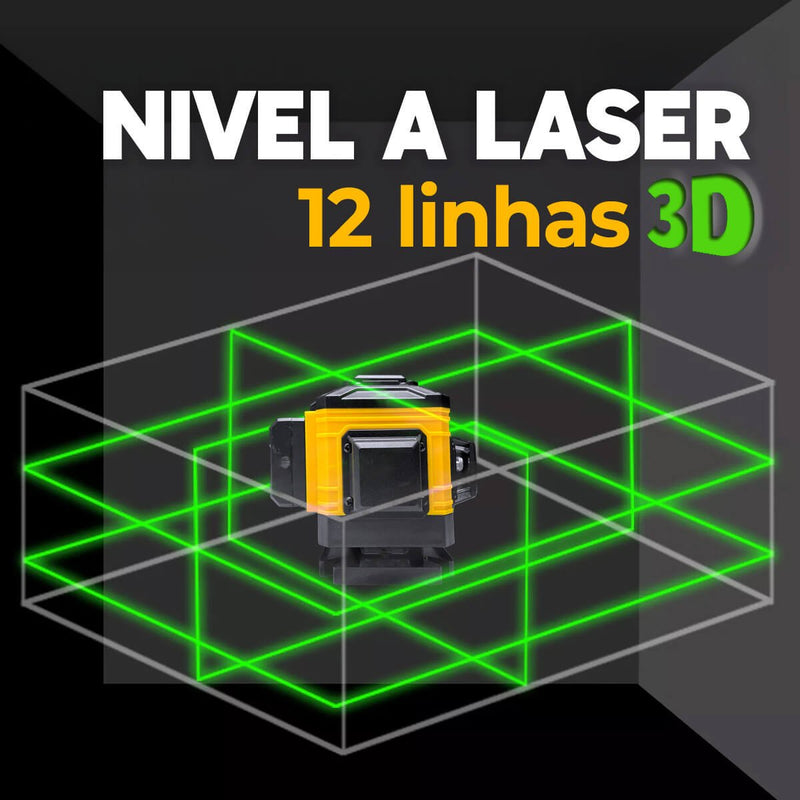 Nível a Laser Profissional 3D [12 Linhas] - Linha Cruzada 3D para Teto Parede e Chão