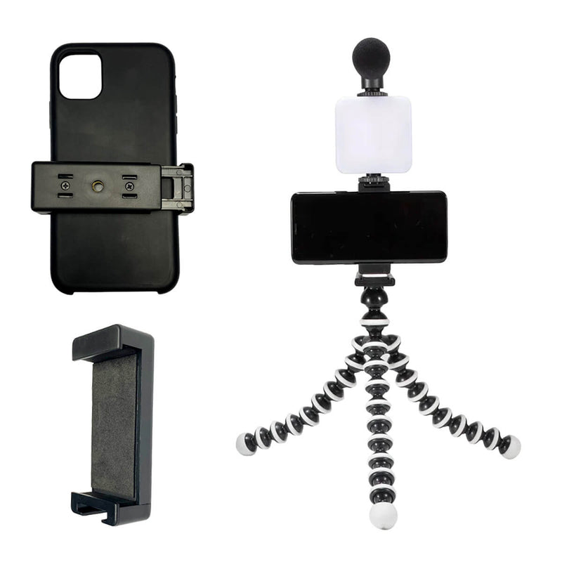 Kit Gravação Youtuber Live Tripé Led Microfone - Tripé 360 Graus