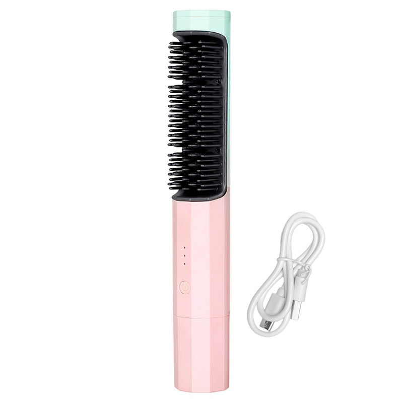 Escova Alisadora de Cabelo Sem Fio - Com Cabo USB e Design Portátil