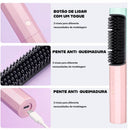 Escova Alisadora de Cabelo Sem Fio - Com Cabo USB e Design Portátil