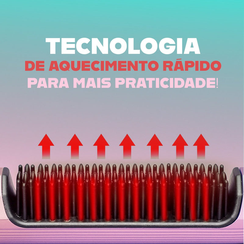 Escova Alisadora de Cabelo Sem Fio - Com Cabo USB e Design Portátil