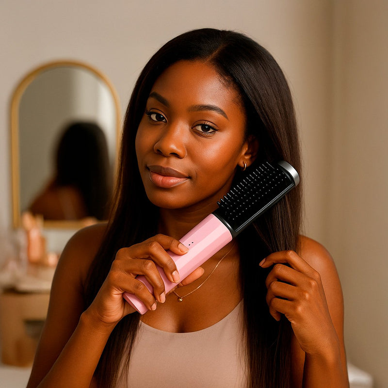 Escova Alisadora de Cabelo Sem Fio - Com Cabo USB e Design Portátil