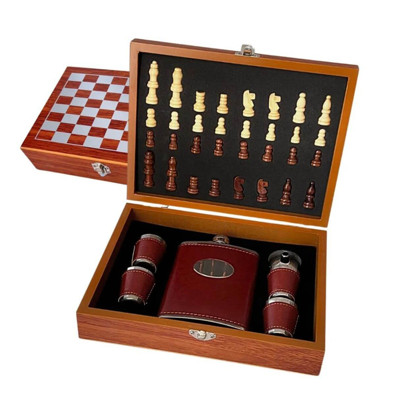 Kit Jogo de Xadrez e Porta Bebidas Cantil