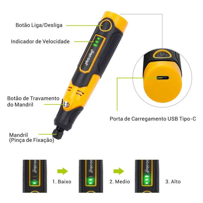 Mini Retífica Portátil Multifuncional Sem Fio [57 em 1]