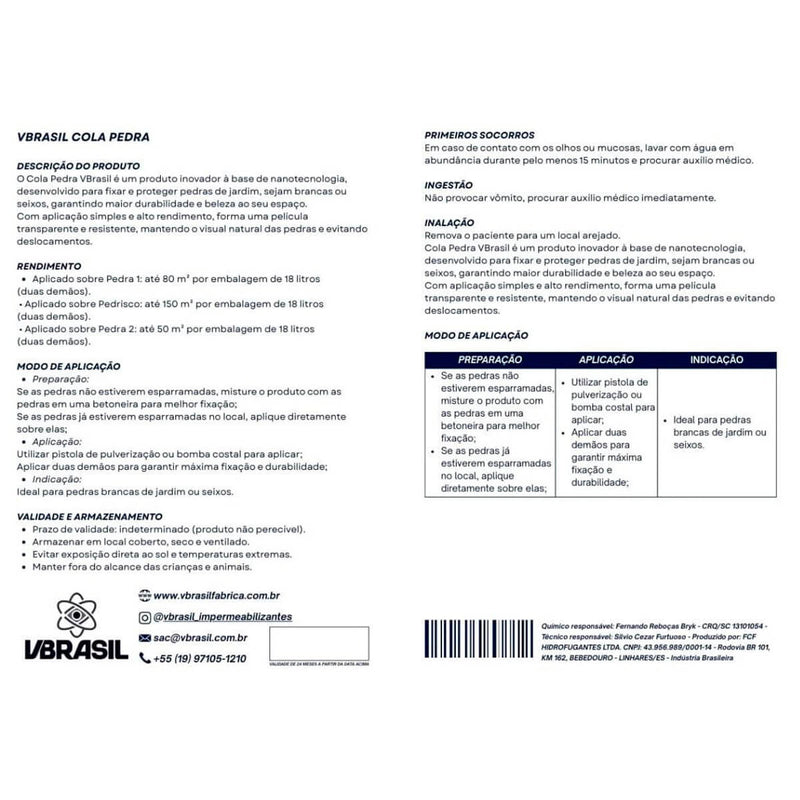 Cola Pedra Fixador de Pedras [18 Litros] - VBrasil Impermeabilizante Permeável Hidrofugante