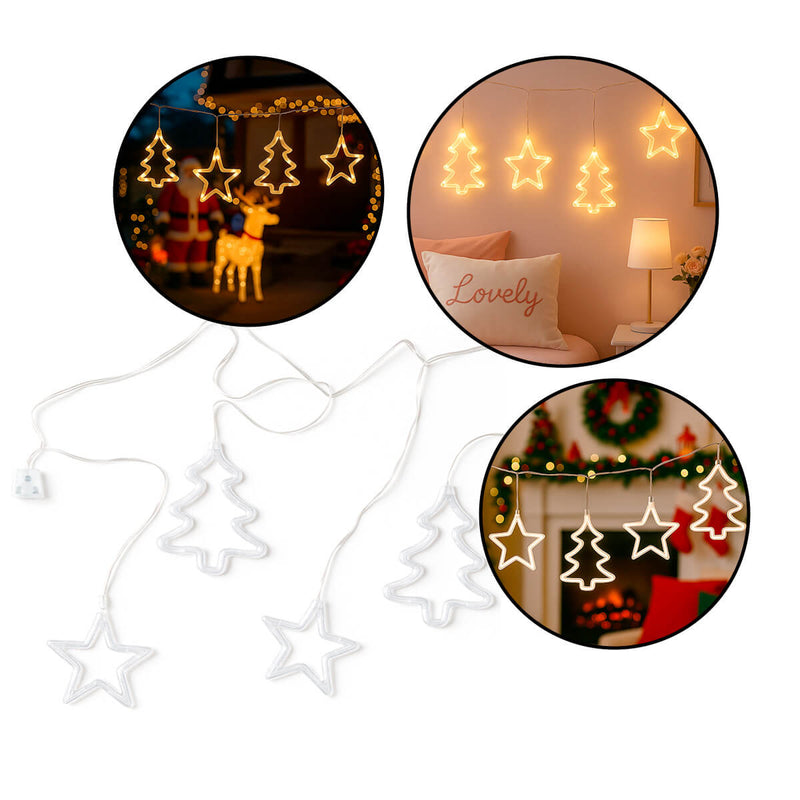 Cascata Led com Estrelas e Árvore de Natal Decoração [220v]