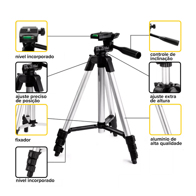 Kit Mini Nível Laser 20m com Tripé [2 Linhas] -Nível com suporte magnético