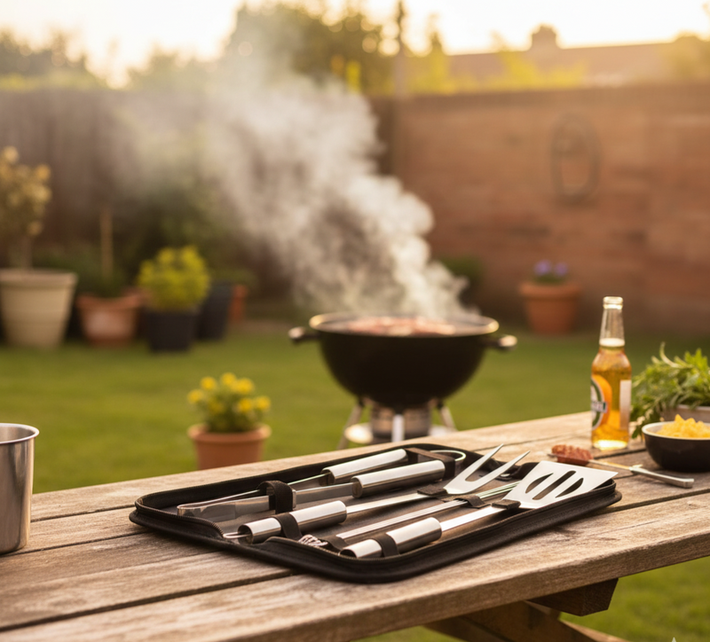 Kit Churrasco Espetos Garfo Espátula e Pegador [7 Peças]