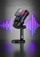 Microfone Gamer Condensador RGB - De Mesa Profissional Podcast Alta Sensibilidade Rbg USB