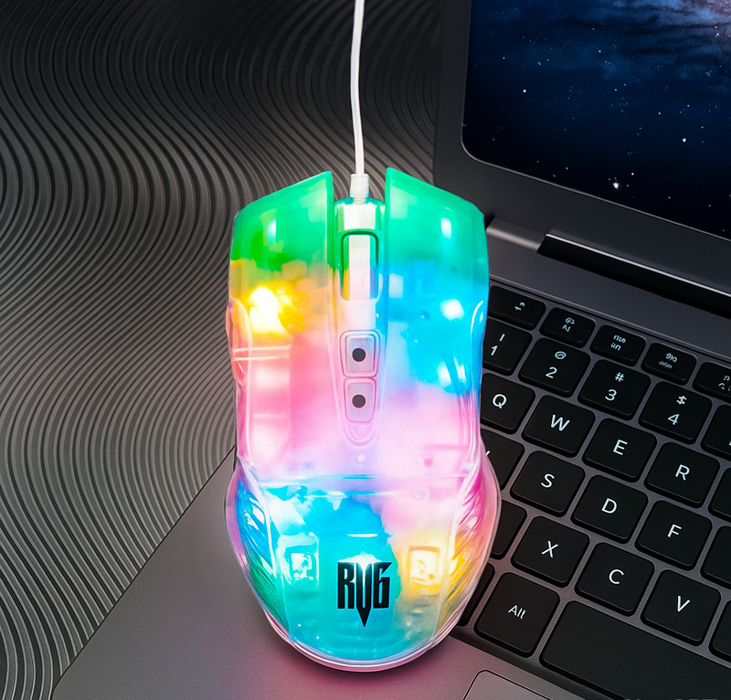 Mouse Gamer LED [Transparente] - Para Windows e MAC RGB Alta Durabilidade