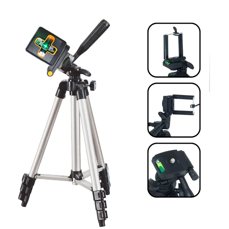 Kit Mini Nível Laser 20m com Tripé [2 Linhas] -Nível com suporte magnético