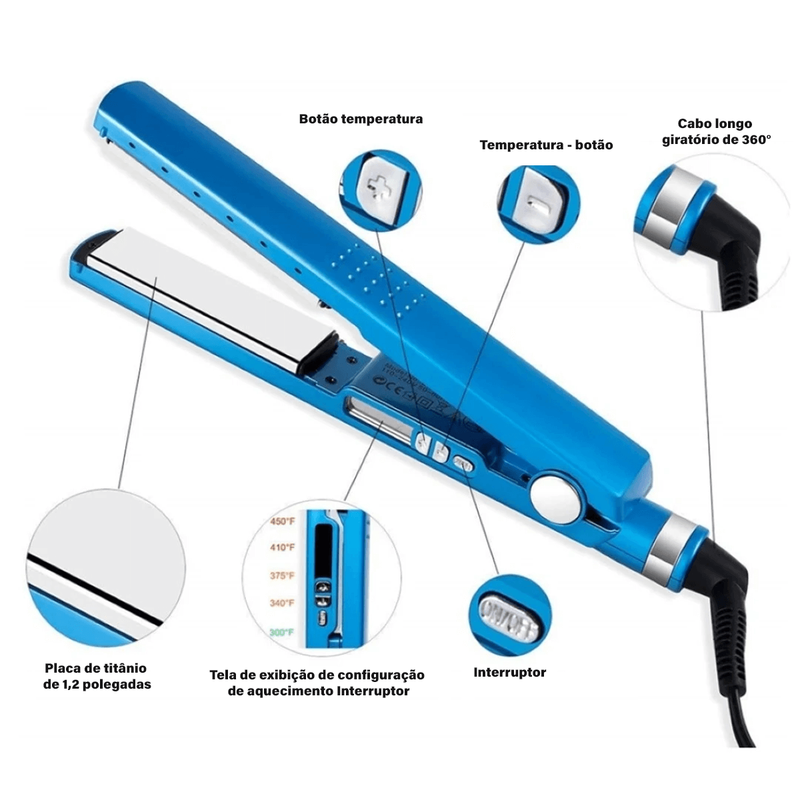 Prancha Chapinha Nano Titanium [Pro] - Chapinha Profissional 450°F Nano Titanium Iônica