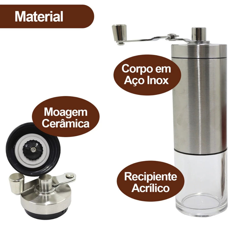 Moedor de Café Manual - Com 7 Níveis de Moagem Ajustáveis