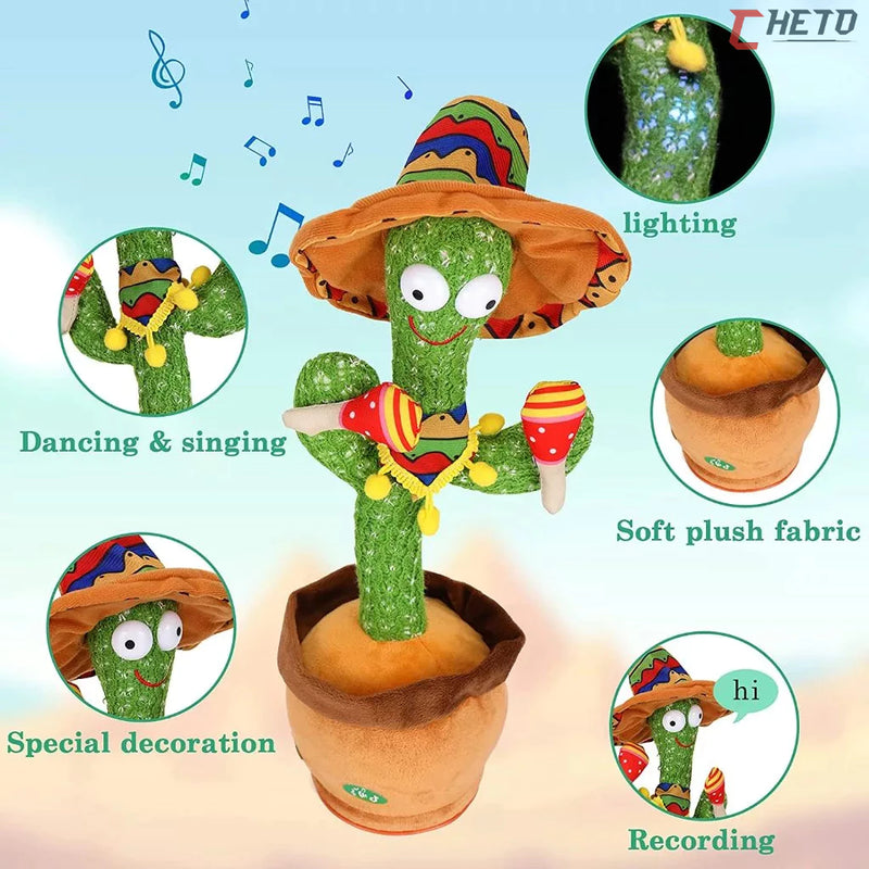 Cacto Dançante Falante [Grátis Roupa] -  Falante Toca Música Repete A Fala E Dança