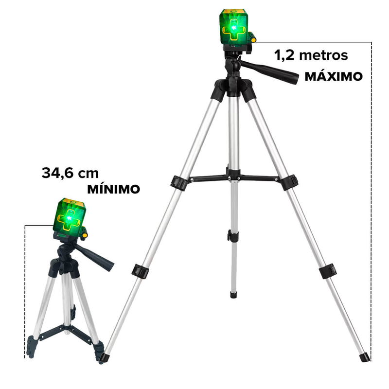 Kit Mini Nível Laser 20m com Tripé [2 Linhas] -Nível com suporte magnético