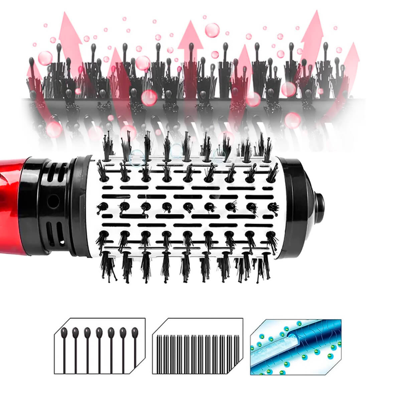 Escova Rotativa Giratória 110V - Escova Térmica Profissional com Cabo Giratório 360 Graus