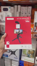 Kit de Gravação [4 em 1] Com Microfone, LED, Suporte Celular