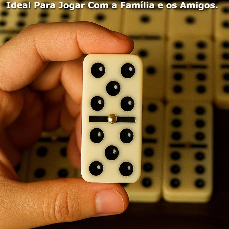 Dominó Profissional De Osso Estojo Com 28 Peças Dominó Luxo