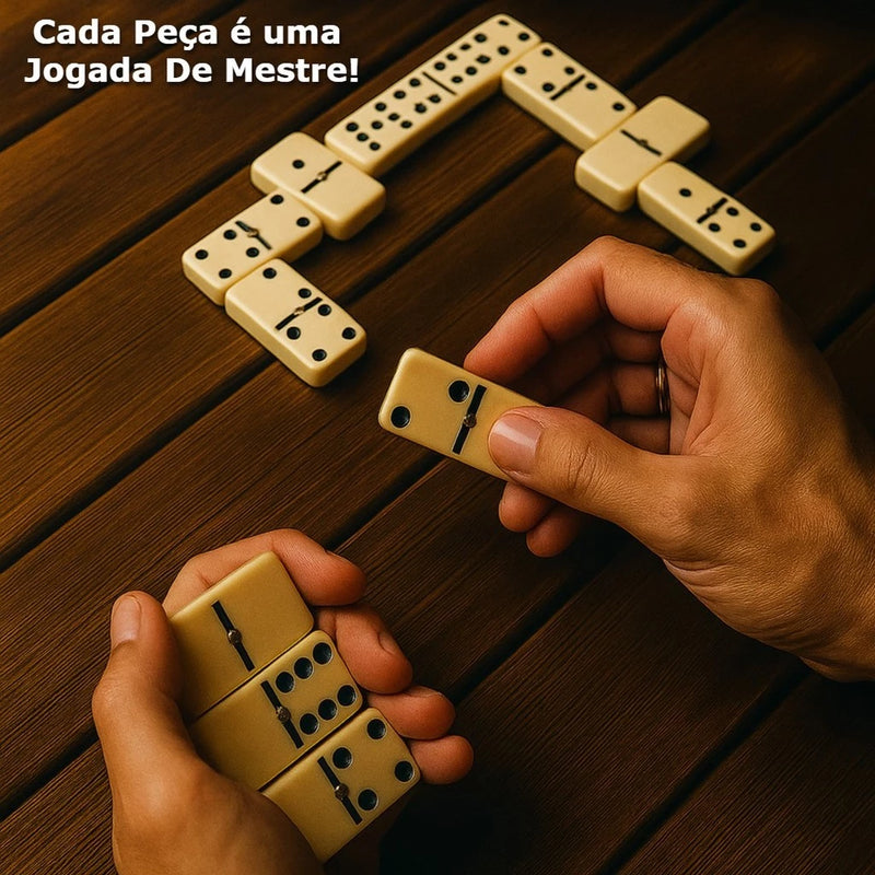 Dominó Profissional De Osso Estojo Com 28 Peças Dominó Luxo