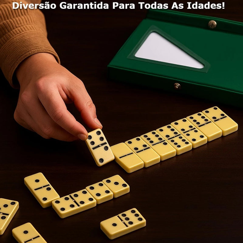 Dominó Profissional De Osso Estojo Com 28 Peças Dominó Luxo